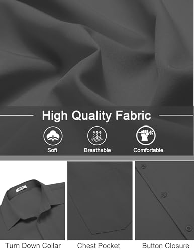 41wcMxLFfzL.jpg Men's Short Sleeve Button Down Shirts Casual Dress Shirts for Men Untucked Shirt with Pocket