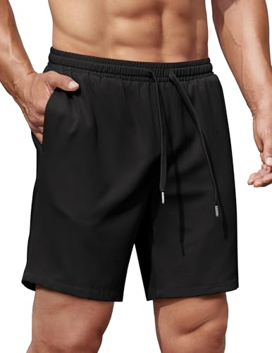 Men's Gym Workout Shorts 8 Inch Quick Dry Athletic Shorts Lightweight Drawstring Running Shorts