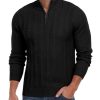 Men's Quarter Zip Sweater Cable Knit Mock Turtleneck Sweater Long Sleeve Soft Casual Pullover Sweater