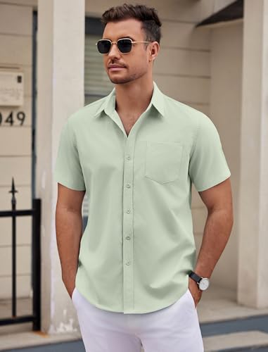 Mens Dress Shirts Short Sleeve Business Casual Shirts Regular Fit Casual Button Down Untucked Shirts
