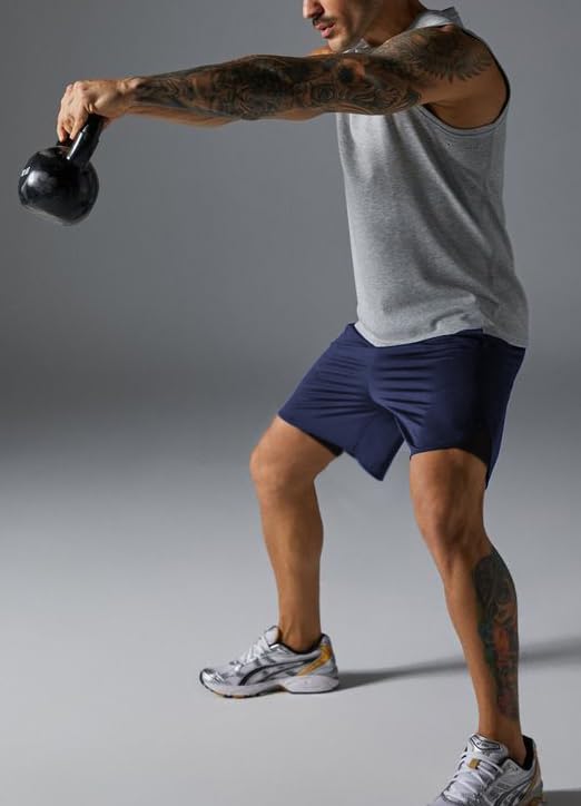 Men's 2 in 1 Running Shorts 2 Pack Athletic Shorts Quick Dry Gym Training Workout Shorts with Pockets