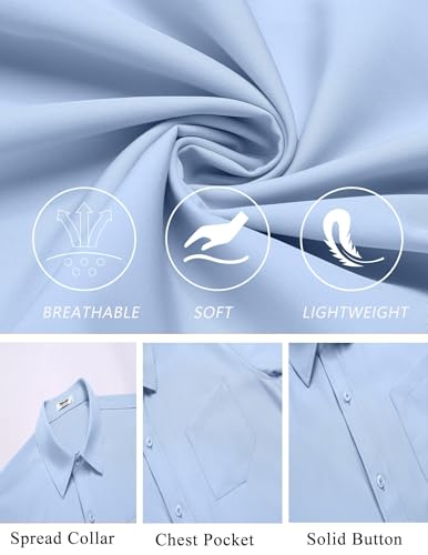 Mens Casual Button Down Shirts Short Sleeve Summer Untucked Dress Shirt with Pocket