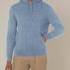 Men's Cotton Cable Knit Hoodie Sweater
