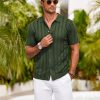 Men's Knit Polo Shirt Vintage Button Down Shirt Short Sleeve Hawaiian Shirt 2025 Summer Fashion Beach Shirts