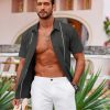 Men's Cuban Guayabera Shirt Short Sleeve Button Down Shirts Casual Summer Beach Shirts