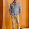 Mens Shawl Collar Cardigan Sweater Cable Knit Button Down Sweaters Long Sleeve Casual Winter Outwear