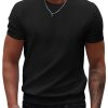 Mens Knit T-Shirts Summer Waffle Shirts Vintage Shirts Short Sleeve Crew Neck Tee Shirt Casual Crochet Top