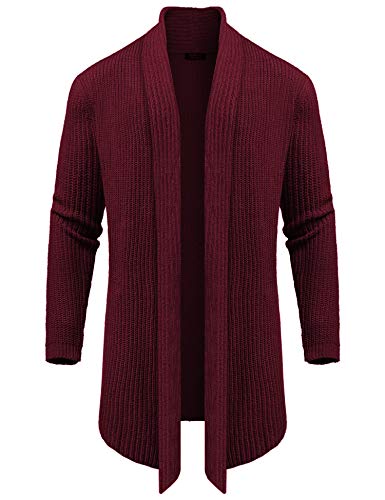 Mens Shawl Collar Long Cardigan Knit Ruffle Fashion Sweater Drape Cape