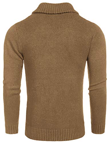 Men's Shawl Collar Sweaters V-Neck Relaxed Fit Cable Pullovers