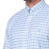 Stretch Cotton Non-Iron Oxford Polo Button-Down Collar, Outline Check Shirt, Blueoutlinechk