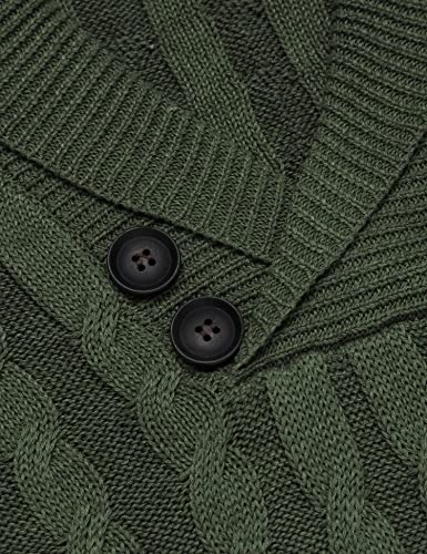 Men's Shawl Collar Pullover Sweater Slim Fit Casual Button Cable Knit Sweaters
