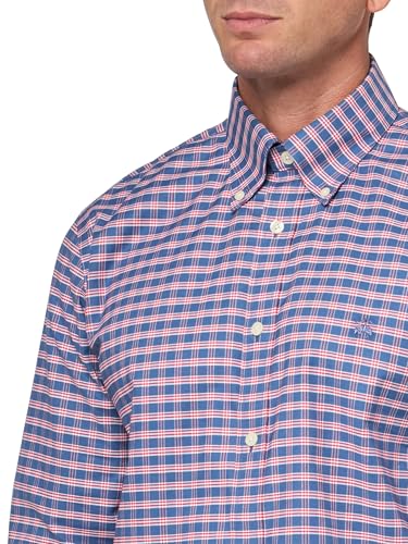 Stretch Cotton Non-Iron Oxford Polo Button Down Collar, Navy Ground Check Shirt, Navygroundchk