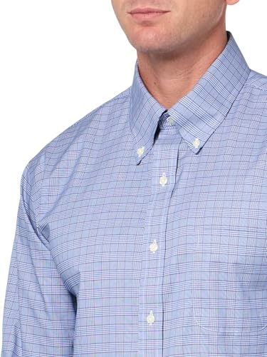 Men's Regular Fit Stretch Supima Cotton Non-Iron Pinpoint Oxford Button Down Collar Long Sleeve Polo