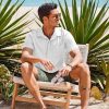 Men's Short Sleeve Casual Button Down Shirts Textured Summer Beach Shirt with Pocket