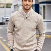 Men Dress Sweater Shawl Collar Sweatshirt Fashion Light Fleece Sweatshirt Dark Blue