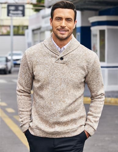 Men Dress Sweater Shawl Collar Sweatshirt Fashion Light Fleece Sweatshirt Dark Blue