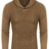 Men's Shawl Collar Sweaters V-Neck Relaxed Fit Cable Pullovers