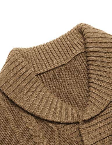 Men's Shawl Collar Sweaters V-Neck Relaxed Fit Cable Pullovers