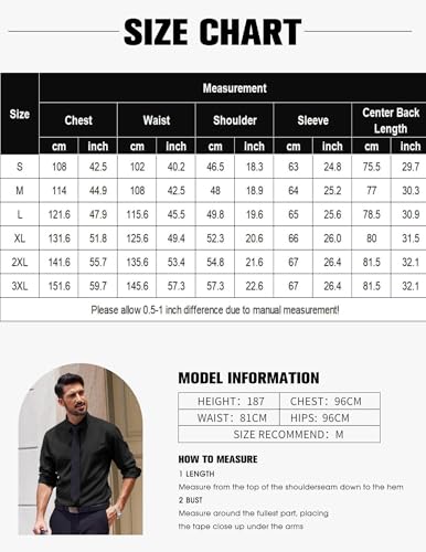 Men's Dress Shirts Long Sleeve Casual Button Down Shirt Solid Wrinkle Free Formal Business Shirts