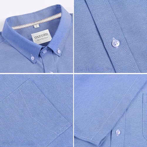 Men's Cotton Oxford Shirt Short Sleeve Button Down Business Casual with Chest Pocket for Gifts