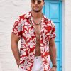 51GKYtj0enL.jpg Mens Hawaiian Shirt Short Sleeve Button Down Shirts Tropical Summer Beach Shirts Casual Floral Aloha Shirts