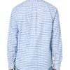 Stretch Cotton Non-Iron Oxford Polo Button-Down Collar, Outline Check Shirt, Blueoutlinechk