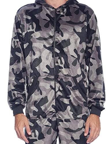 Men's Mink Fleece Hooded One-Piece Union Suit Pajamas