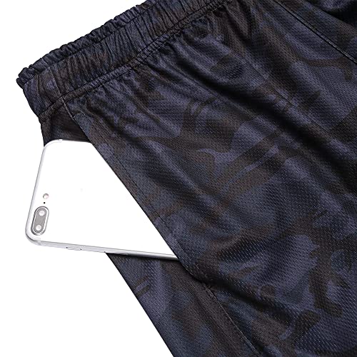 Men's Gym Workout Shorts Lightweight Running Bodybuilding with Pockets Black