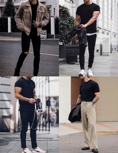 Mens Mock Turtleneck Short Sleeve Knit T Shirts Slim Fit Basic Thermal Tops Lightweight Tee S-XXXL