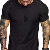 Men's Muscle T-Shirt Pleated Raglan Sleeve Bodybuilding Gym Tee Short Sleeve Fashion Workout Shirts Hipster Shirt