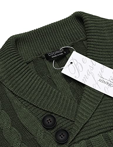 Men's Shawl Collar Pullover Sweater Slim Fit Casual Button Cable Knit Sweaters