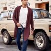 Mens Shawl Collar Long Cardigan Knit Ruffle Fashion Sweater Drape Cape