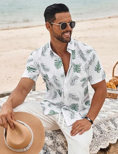Men's Hawaiian Shirt Short Sleeve Casual Button Down Tropical Summer Beach Aloha Shirts