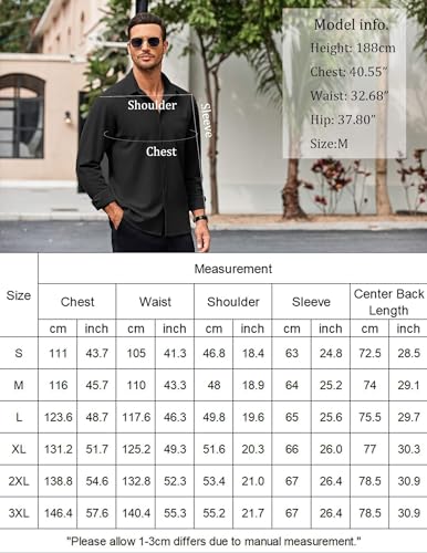 Mens Long Sleeve Button Down Shirts Wrinkle Free Untucked Shirts Casual Dress Shirt for Men