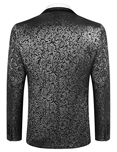 COOFANDY Men's Floral Tuxedo Jacket Jacquard Suit Jacket Slim Fit Blazer for Wedding, Prom, Dinner