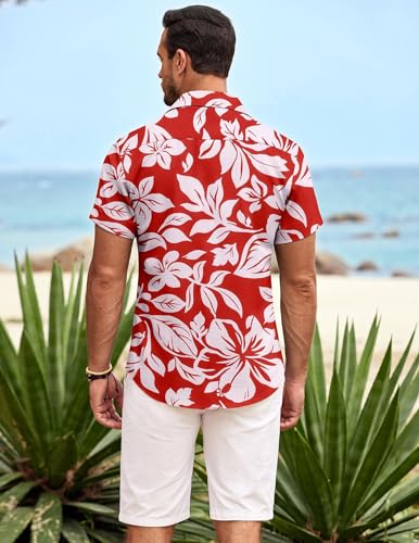 51YtSRELi2L.jpg Mens Hawaiian Shirt Short Sleeve Button Down Shirts Tropical Summer Beach Shirts Casual Floral Aloha Shirts