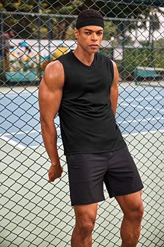 51YwUNA6SrL.jpg Men's 3 Pack Workout Tank Tops Gym Sleeveless Shirts V Neck Bodybuilding Muscle Tee Shirt