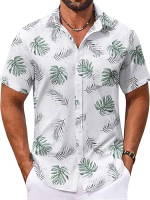 Men's Hawaiian Shirt Short Sleeve Casual Button Down Tropical Summer Beach Aloha Shirts