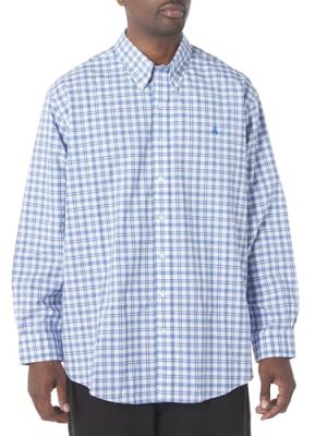 Men's Big & Tall Non-Iron Stretch Oxford Long Sleeve Check Sport Shirt