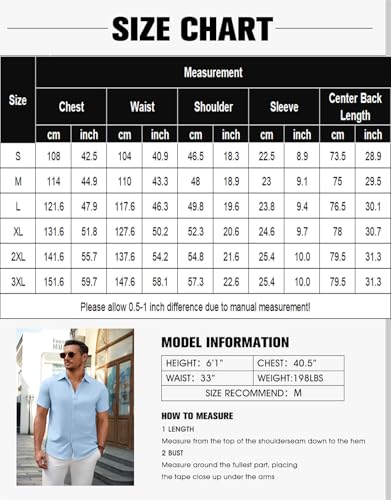 Men's Short Sleeve Button Down Casual Shirts for Men Summer Untucked Shirts