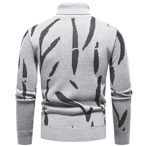 Mens Turtleneck Sweaters Cable Knit Long Sleeve Men's Pullover Sweaters