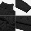 Men's Turtleneck Pullover Sweaters Long Sleeve Solid Twisted Cable Knit Sweater