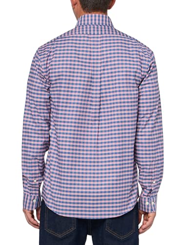 Stretch Cotton Non-Iron Oxford Polo Button Down Collar, Navy Ground Check Shirt, Navygroundchk
