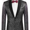 COOFANDY Men's Floral Tuxedo Jacket Jacquard Suit Jacket Slim Fit Blazer for Wedding, Prom, Dinner
