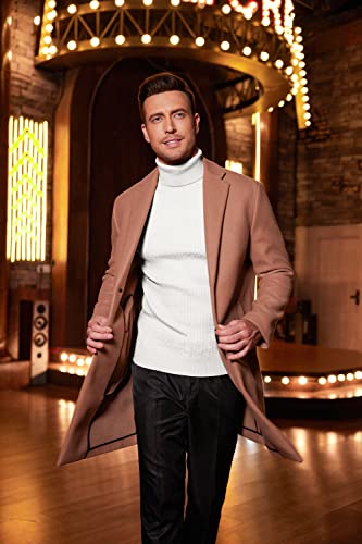 Men's Slim Fit Turtleneck Sweater Casual Twist Patterned Pullover Knitted Sweaters