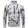 Mens Turtleneck Sweaters Cable Knit Long Sleeve Men's Pullover Sweaters
