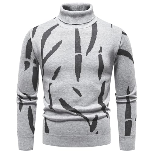 Mens Turtleneck Sweaters Cable Knit Long Sleeve Men's Pullover Sweaters