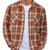 Men's Flannel Shirts Casual Button Down Plaid Shirt Jacket Long Sleeve Fleece Shacket with Pockets