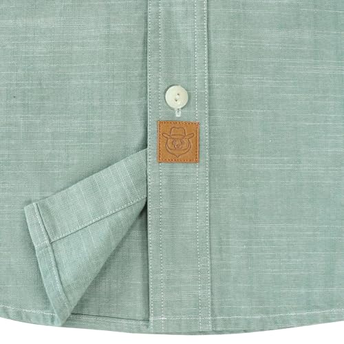 ® Chambray Shirt Men Long Sleeve Cotton Work Shirts with 2 Pockets Casual Button Down