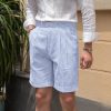 Mens Summer Seersucker Shorts Striped Slim Fit Flat Front Walk Short Pants Sear Sucker Suit Flat Front Shorts
